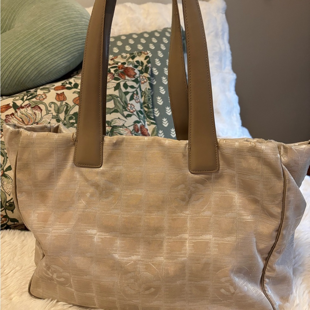 Chanel Travel Line Nylon Beige Tote